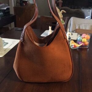 Women’s Tan Corduroy Shoulder Bag